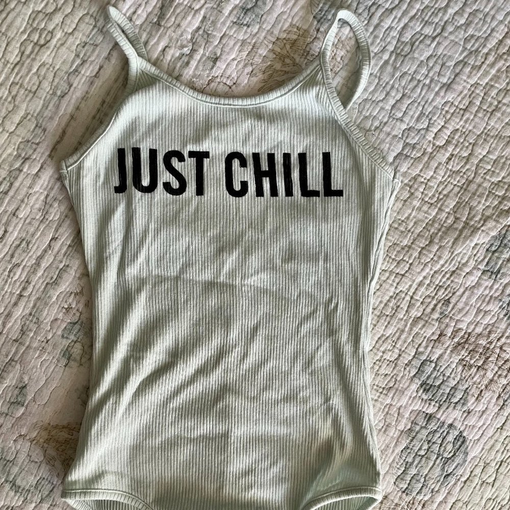 Light Blue F21 "Just Chill" Body Suit